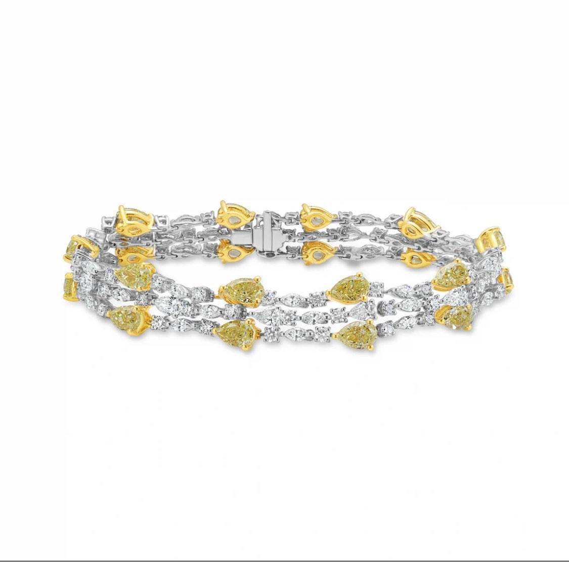 Unique Yellow and White Diamond Bracelet 20 x .30