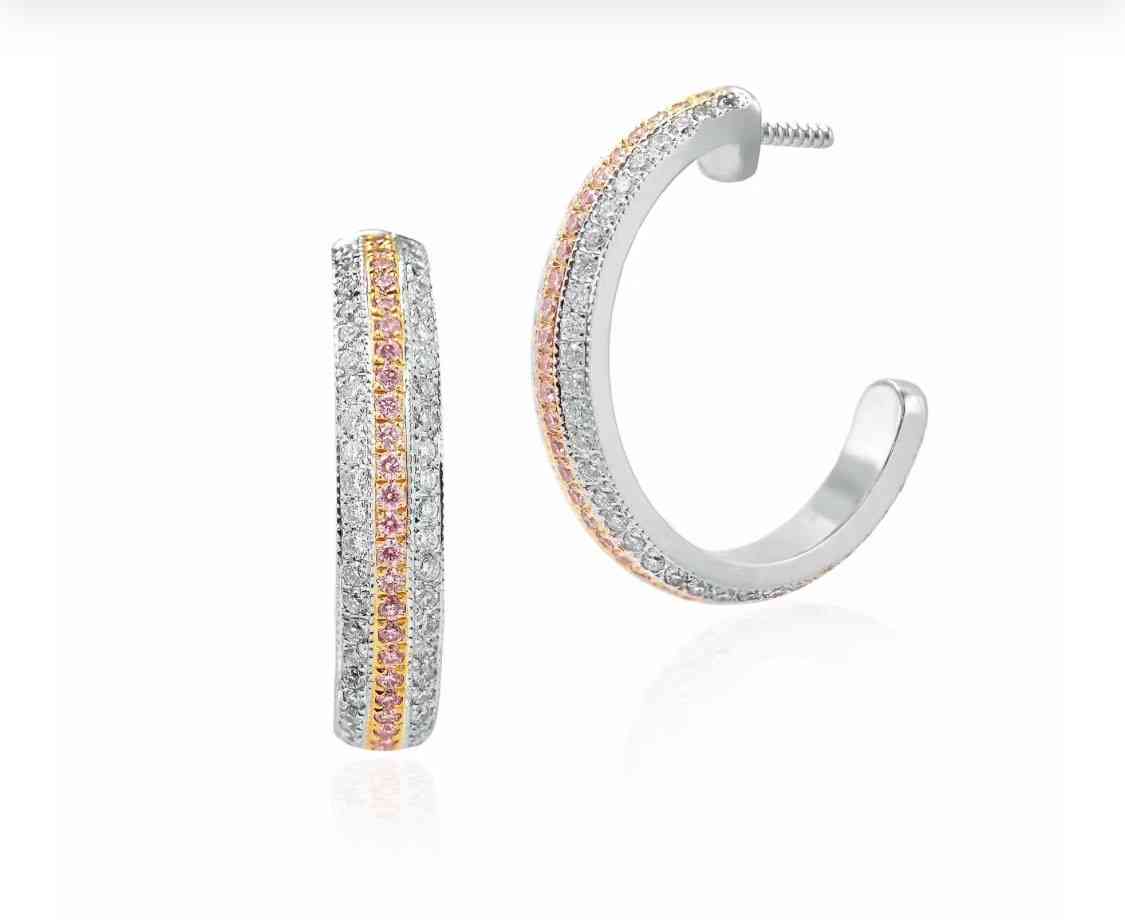 Hoop Earrings mounted in 18k white and rose gold