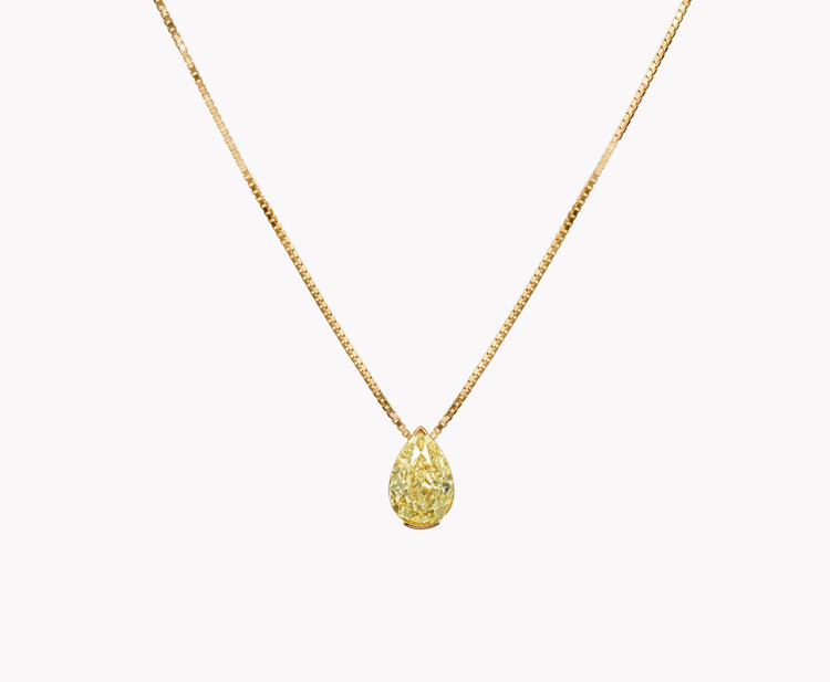 Stunning Pear Shape Yellow Diamond Necklace